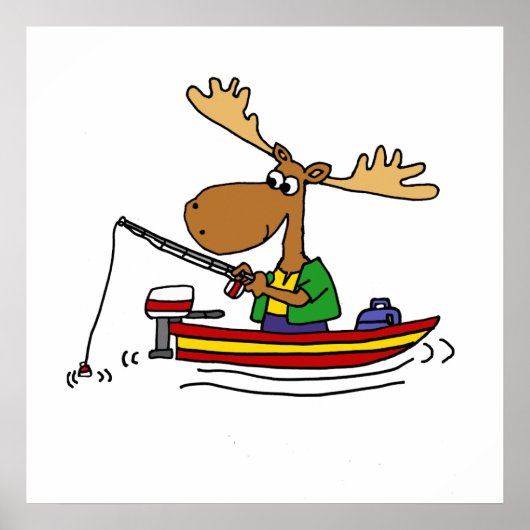 Funny Moose Vist Cartoon Poster (Voorkant)