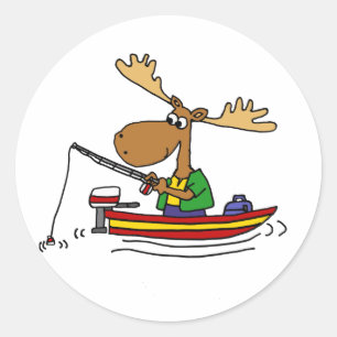 Funny Moose Vist Cartoon Ronde Sticker