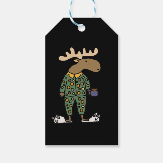 Funny Moose Wearing Polka Dot Pajamas Cadeaulabel (Voorkant)