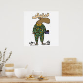 Funny Moose Wearing Polka Dot Pajamas Poster (Keuken)