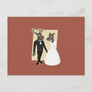Funny Moose Wedding Cartoon Briefkaart