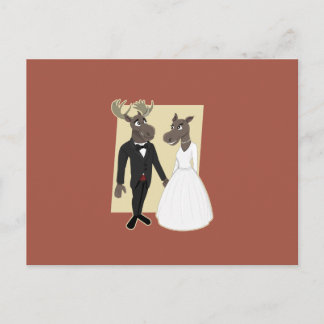 Funny Moose Wedding Cartoon Briefkaart