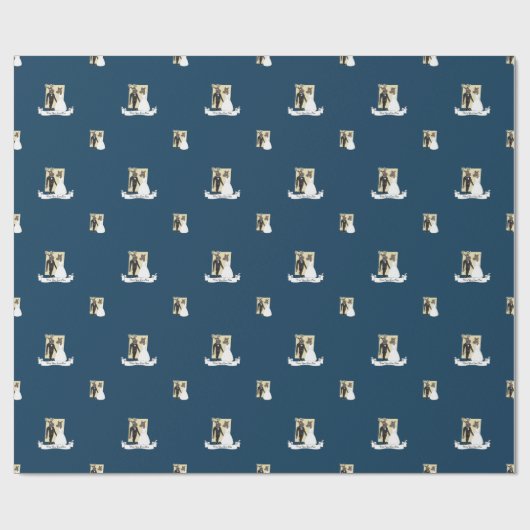 Funny Moose Wedding Cartoon Cadeaupapier (Vlak)