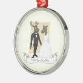 Funny Moose Wedding Cartoon Metalen Ornament (Links)