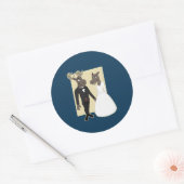 Funny Moose Wedding Cartoon Ronde Sticker (Envelop)