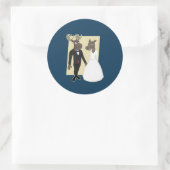 Funny Moose Wedding Cartoon Ronde Sticker (Tas)