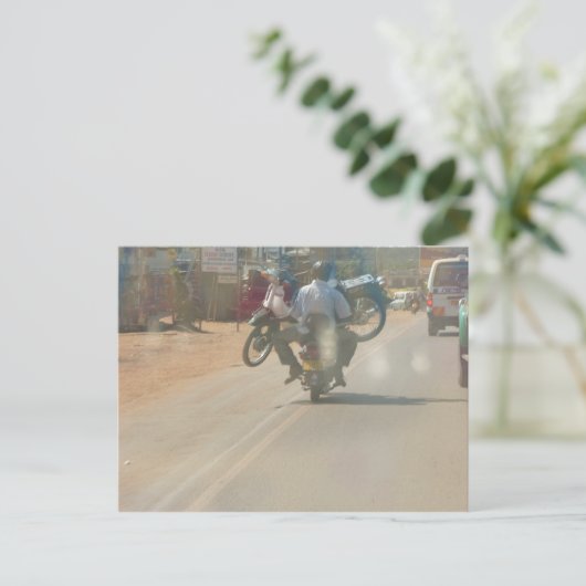 Funny moped "boda boda" afbeelding briefkaart (Staand voorkant)