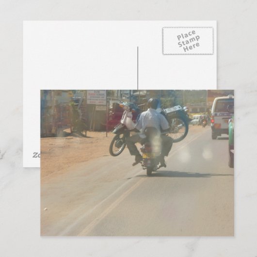 Funny moped "boda boda" afbeelding briefkaart (Voorkant / Achterkant)