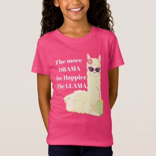 Funny more Drama llama add message t shirt (Voorkant)