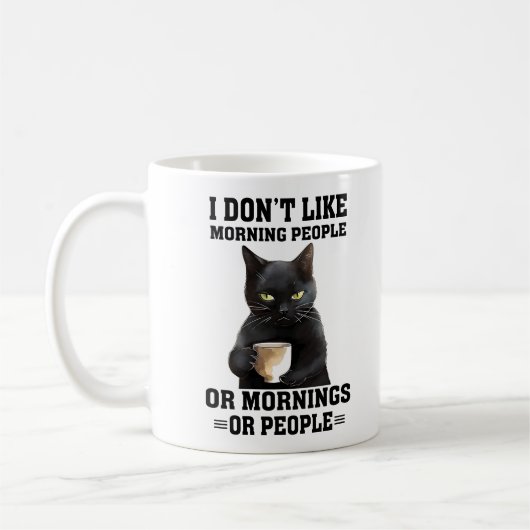 Funny Morning Cat Gezegde Koffiemok (Links)