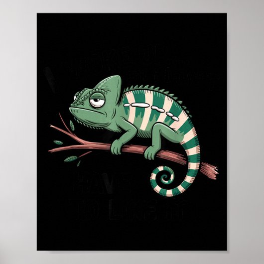 Funny Morning Person Coffee Lover Chameleon  Poster (Voorkant)