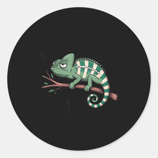 Funny Morning Person Coffee Lover Chameleon  Ronde Sticker (Voorkant)