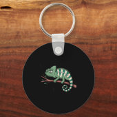 Funny Morning Person Coffee Lover Chameleon Sleutelhanger (Voorkant)