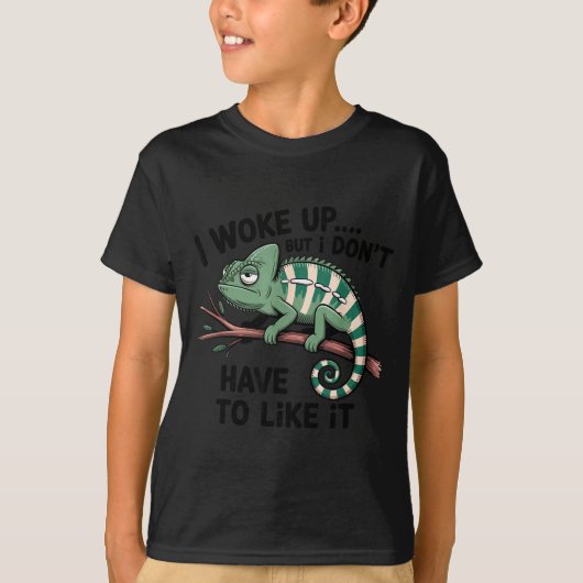 Funny Morning Person Coffee Lover Chameleon  T-shirt (Voorkant)