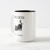 Funny Morning Stretch Almost Functional Cat Mug Tweekleurige Koffiemok (Voorkant links)