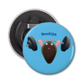 Funny mossel die cartoon illustreren button flesopener (Voorkant)