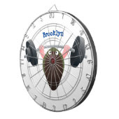 Funny mossel die cartoon illustreren dartbord (Voorkant Rechts)