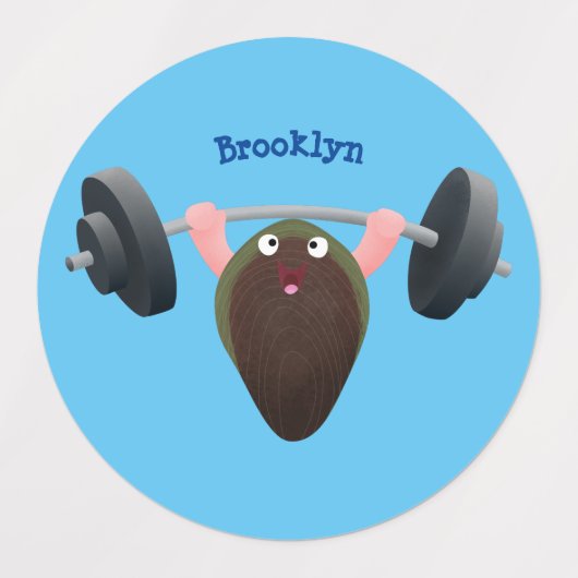 Funny mossel die cartoon illustreren labels (Design 1)