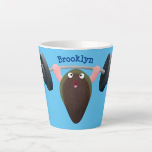 Funny mossel die cartoon illustreren latte mok