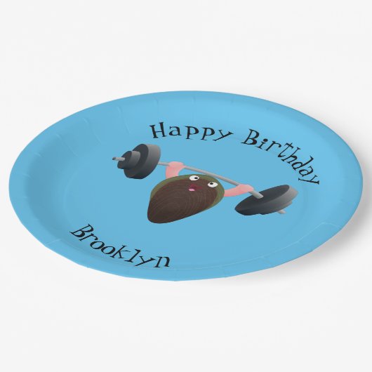 Funny mossel die cartoon illustreren papieren bordje (Gekanteld)