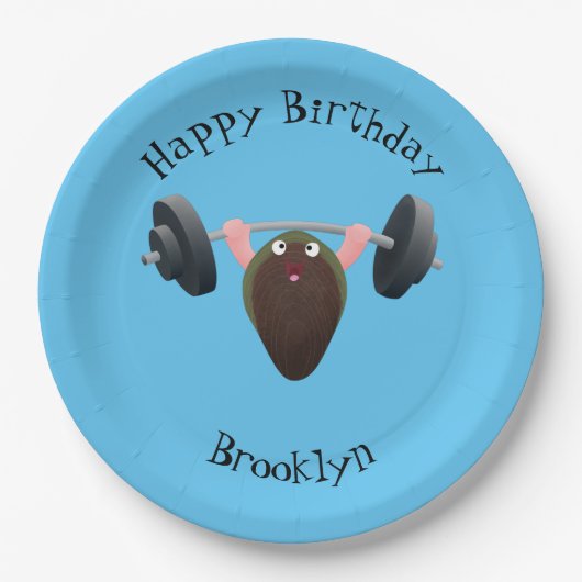 Funny mossel die cartoon illustreren papieren bordje (Voorkant)