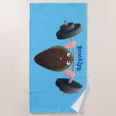 Funny mossel die cartoon illustreren strandlaken (Voorkant)