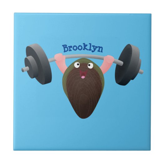 Funny mossel die cartoon illustreren tegeltje (Voorkant)