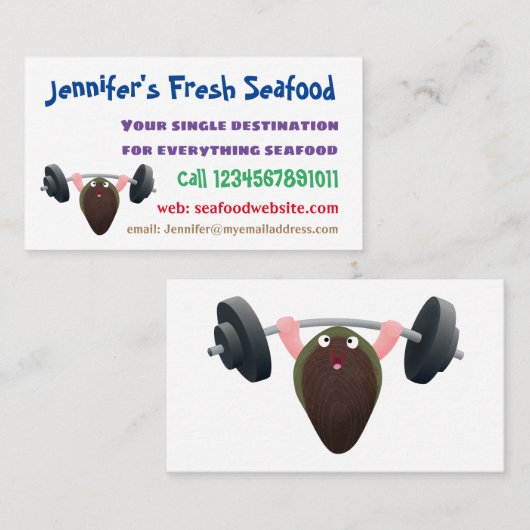 Funny mossel die cartoon illustreren visitekaartje (Voorkant / Achterkant)