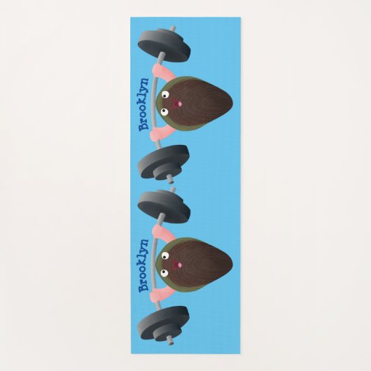 Funny mossel die cartoon illustreren yogamat (Voorkant)