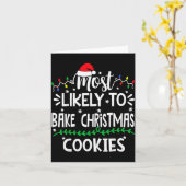 Funny Most Likely To Bake Christmas Cookies Family Kaart (Gele Bloem)