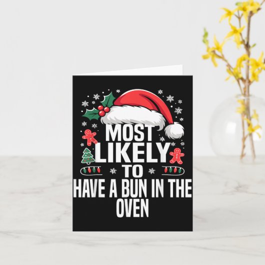 Funny Most Likely To Christmas Family Pajama Match Kaart (Gele Bloem)