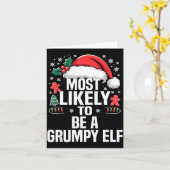 Funny Most Likely To Christmas Family Pajama Match Kaart (Gele Bloem)