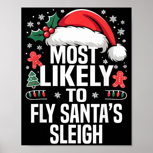 Funny Most Likely To Christmas Family Pajama Match Poster (Voorkant)