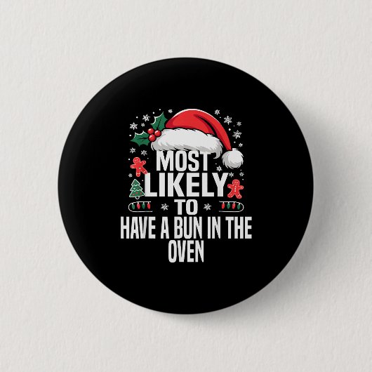 Funny Most Likely To Christmas Family Pajama Match Ronde Button 5,7 Cm (Voorkant)