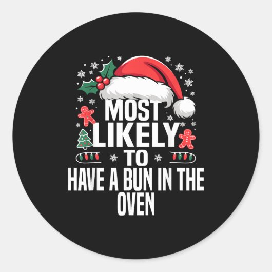 Funny Most Likely To Christmas Family Pajama Match Ronde Sticker (Voorkant)