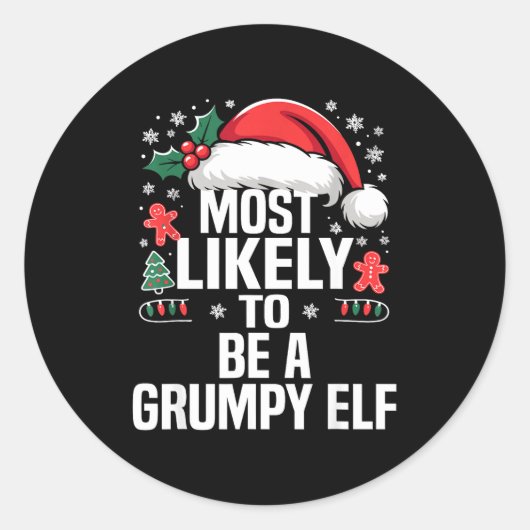 Funny Most Likely To Christmas Family Pajama Match Ronde Sticker (Voorkant)