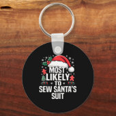 Funny Most Likely To Christmas Family Pajama Match Sleutelhanger (Voorkant)