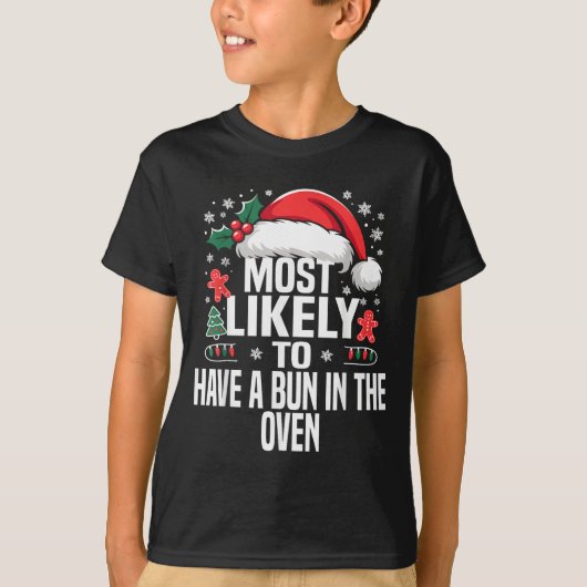 Funny Most Likely To Christmas Family Pajama Match T-shirt (Voorkant)