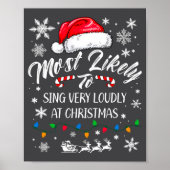 Funny Most Likely To Christmas Singing Long Sleeve Poster (Voorkant)