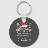 Funny Most Likely To Christmas Singing Long Sleeve Sleutelhanger (Voorkant)