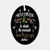 Funny Most Likely to Family Group Metalen Ornament (Voorkant links)