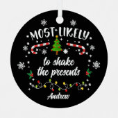 Funny Most Likely to Family Group Metalen Ornament (Voorkant)