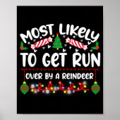 Funny Most Likely To Get Run Over By A Reindeer Poster (Voorkant)
