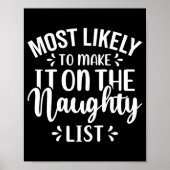 Funny Most Likely To Make Naughty List Christmas Poster (Voorkant)