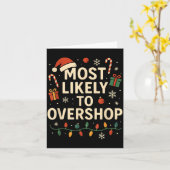 Funny Most Likely To Overshop Family Christmas  Kaart (Gele Bloem)