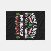 Funny Most Likely To Sell Santa Insurance  Fleece Deken (Voorkant (Horizontaal))