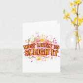 Funny Most Likely To Sleigh It Christmas Party Shi Kaart (Gele Bloem)