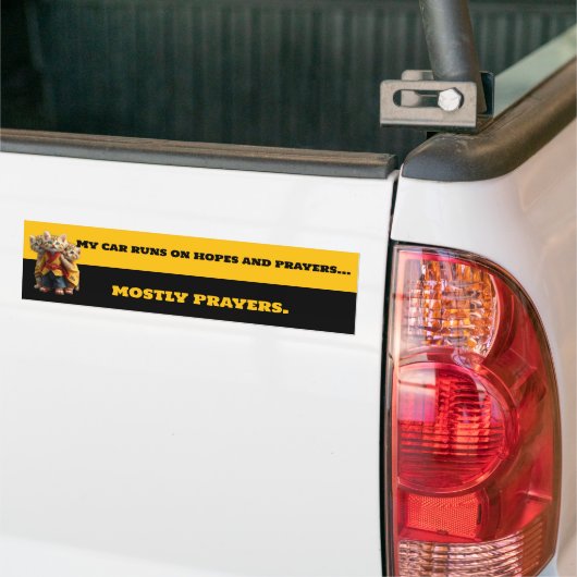Funny Mostly Prayers Bumper Sticker - Monk Cat Car (Op Truck)