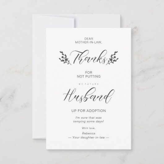 Funny Mother-in-law Quote Botanical Handwriting (Voorkant)