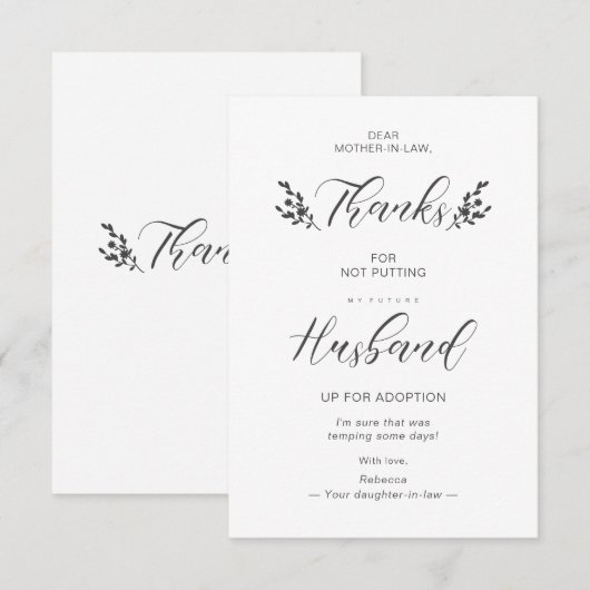 Funny Mother-in-law Quote Botanical Handwriting (Voorkant / Achterkant)